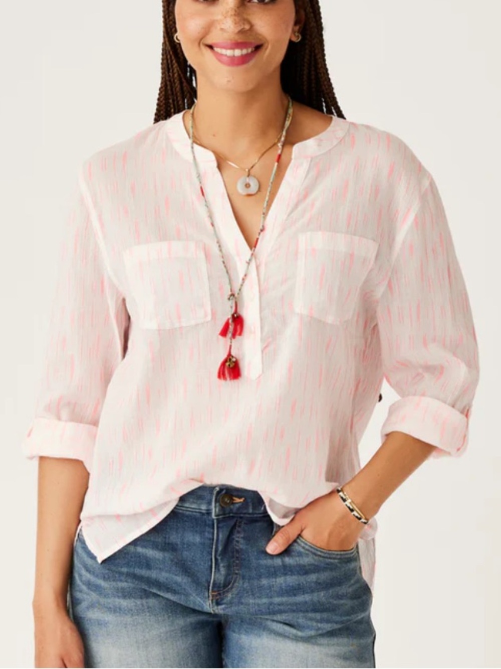 Carve Designs Women's Small Dylan White Punk Gauze Shirt